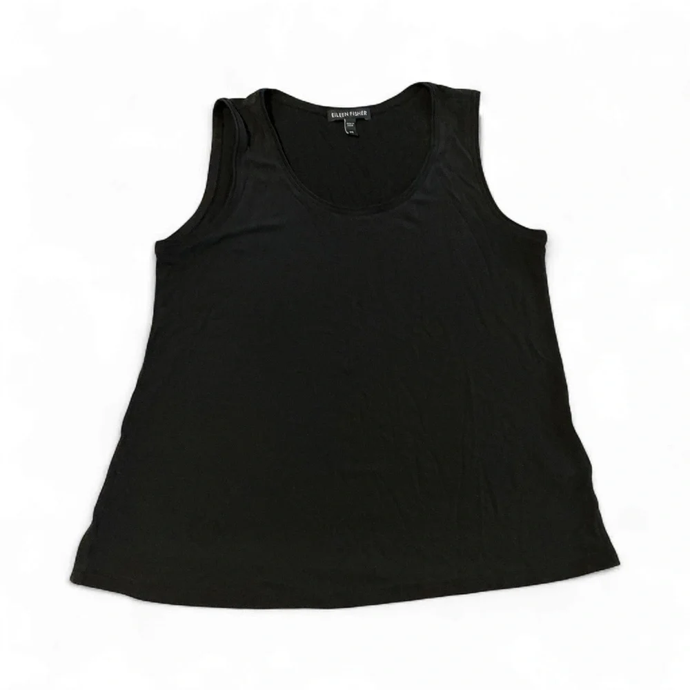 Eileen Fisher Classic Black Silk Tank Top - Picture 1 of 1